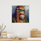 Bigfoot inheemse Amerikaanse Totem Poster (Keuken)
