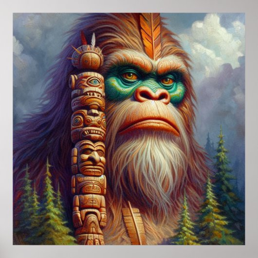 Bigfoot inheemse Amerikaanse Totem Poster (Voorkant)