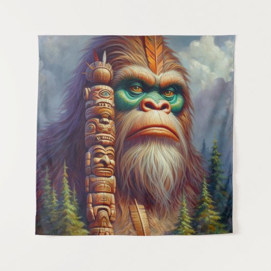 Bigfoot inheemse Amerikaanse Totem Wandkleed (Voorkant)