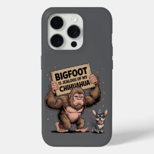 Bigfoot is jaloers op mijn Chihuahua iPhone 15 Pro Case