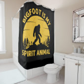 Bigfoot is My Spirit Animal Retro Sunset Douchegordijn (In situ)