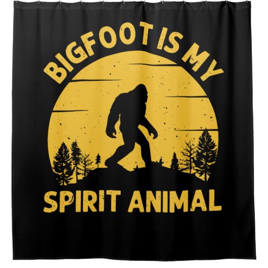 Bigfoot is My Spirit Animal Retro Sunset Douchegordijn (Voorkant)