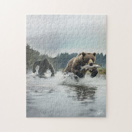 Bigfoot Jaagt op Beer: Fotorealistische Legpuzzel (Verticaal)