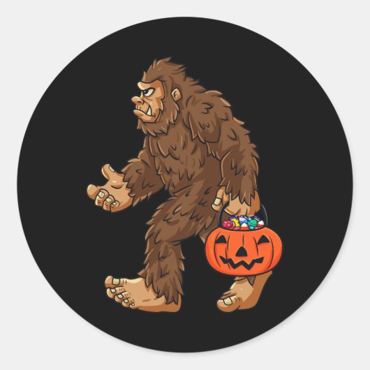 Bigfoot Jack O lantaarn Fun Halloween Boys Kinder  Ronde Sticker (Voorkant)