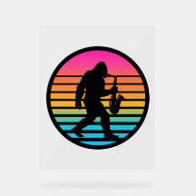 Bigfoot Jazz Saxofoon Retro Zonsondergang Design