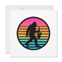 Bigfoot Jazz Saxofoon Retro Zonsondergang Design