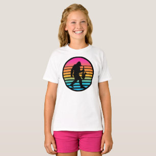 Bigfoot Jazz Saxofoon Retro Zonsondergang Design M T-shirt