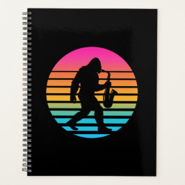 Bigfoot Jazz Saxofoon Retro Zonsondergang Design Planner