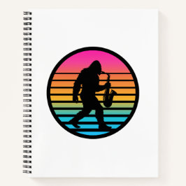 Bigfoot Jazz Saxofoon Retro Zonsondergang Design S Notitieboek