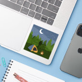 BigFoot Kamperen Sticker (Laptop met iPhone)