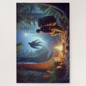 Bigfoot Kampvuur Ontmoeting, Bigfoot in de schaduw Legpuzzel (Verticaal)