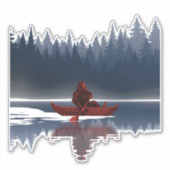 Bigfoot Kanoën in De Wildernis Grappig Sticker (Voorkant)