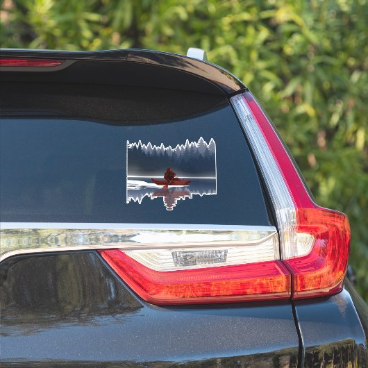 Bigfoot Kanoën in De Wildernis Grappig Sticker (Auto Zijkant)