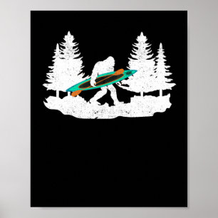 Bigfoot kayak paddling Lake white water canoe Poster