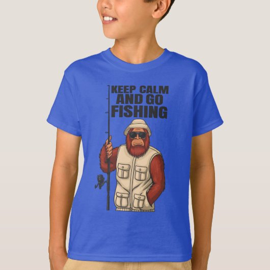 Bigfoot Keep Calm en ga Gevist grappig te werk T-shirt (Voorkant)