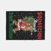 Bigfoot kerst grappig squatchin door de sneeuw fleece deken (Voorkant (Horizontaal))