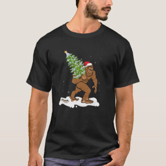 Bigfoot Kerstboom Boys Mannen Sasquatch Santa T-shirt