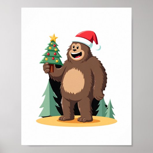 Bigfoot Kerstboom Kerstman Hoed (1) Poster (Voorkant)
