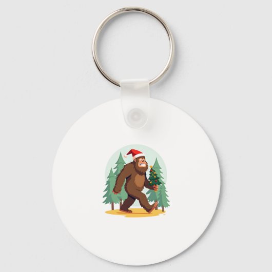 Bigfoot Kerstboom Kerstmuts (1) Sleutelhanger (Voorkant)