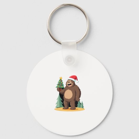 Bigfoot Kerstboom Kerstmuts (1) Sleutelhanger (Voorkant)
