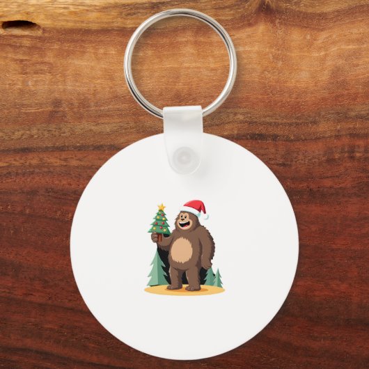 Bigfoot Kerstboom Kerstmuts (1) Sleutelhanger (Voorkant)