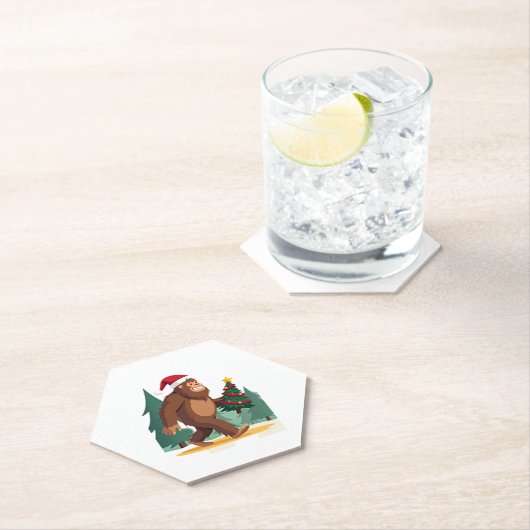 Bigfoot Kerstboom Kerstmuts (2) Kartonnen Onderzetters (Insitu)