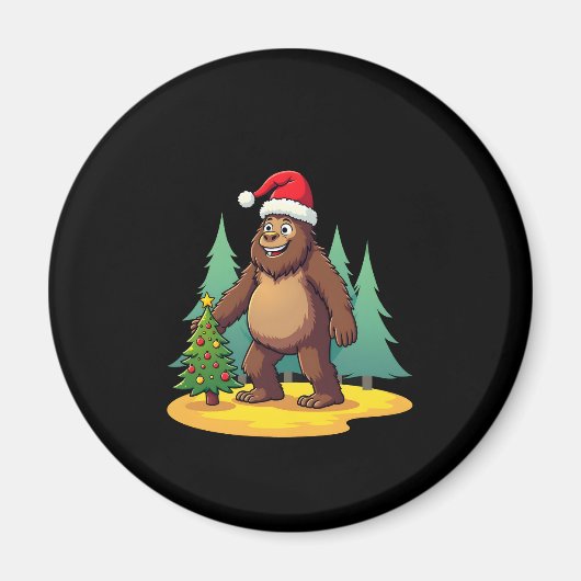 Bigfoot Kerstboom Kerstmuts (2) Magneet (Voorkant)