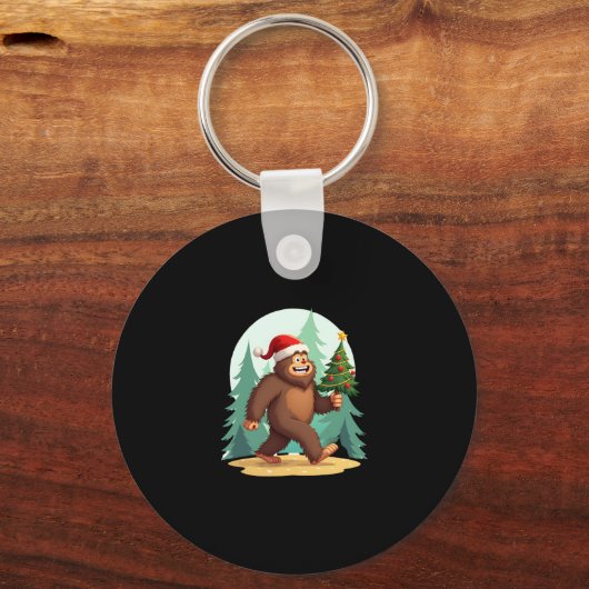 Bigfoot Kerstboom Kerstmuts (2) Sleutelhanger (Voorkant)