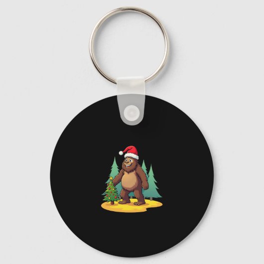 Bigfoot Kerstboom Kerstmuts (2) Sleutelhanger (Voorkant)