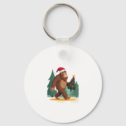 Bigfoot Kerstboom Kerstmuts (2) Sleutelhanger (Voorkant)