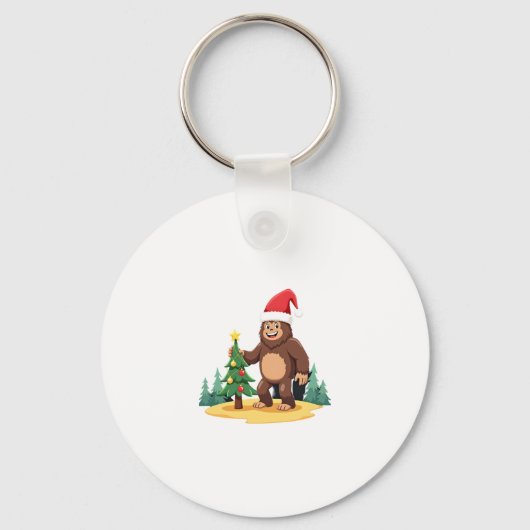 Bigfoot Kerstboom Kerstmuts (3) Sleutelhanger (Voorkant)