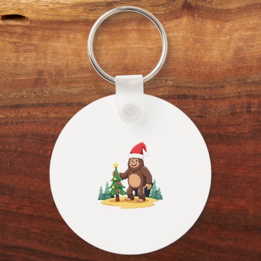 Bigfoot Kerstboom Kerstmuts (3) Sleutelhanger (Voorkant)