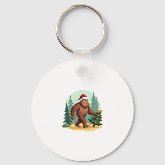Bigfoot Kerstboom Kerstmuts (3) Sleutelhanger (Voorkant)