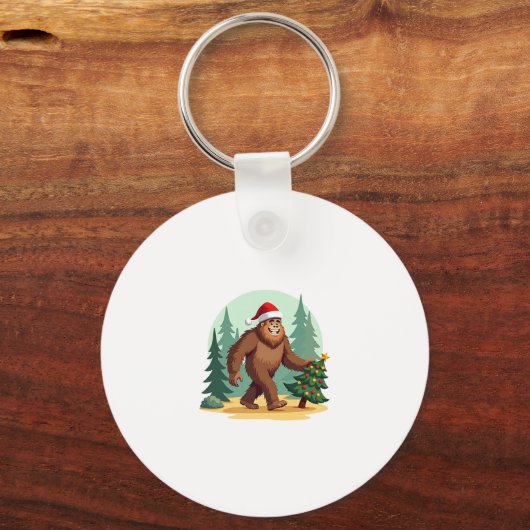 Bigfoot Kerstboom Kerstmuts (3) Sleutelhanger (Voorkant)