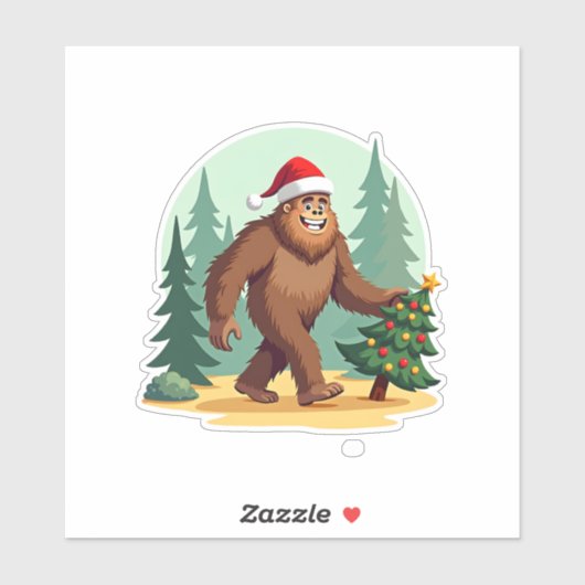 Bigfoot Kerstboom Kerstmuts (3) Sticker (Vel)