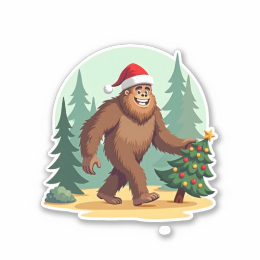 Bigfoot Kerstboom Kerstmuts (3) Sticker (Voorkant)