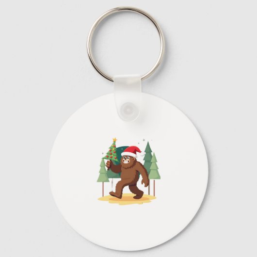 Bigfoot Kerstboom Kerstmuts (4) Sleutelhanger (Voorkant)