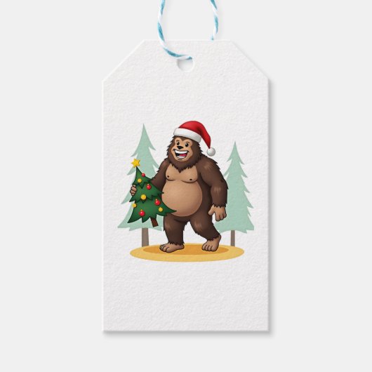 Bigfoot Kerstboom Kerstmuts (5) Cadeaulabel (Voorkant)