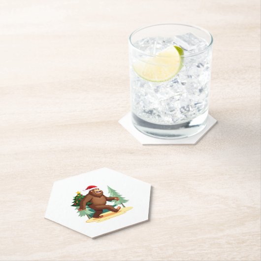 Bigfoot Kerstboom Kerstmuts (5) Kartonnen Onderzetters (Insitu)