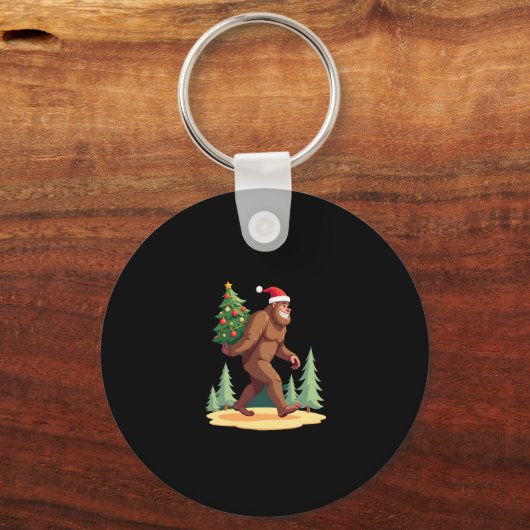 Bigfoot Kerstboom Kerstmuts Sleutelhanger (Voorkant)