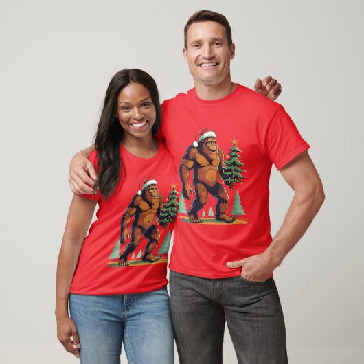 Bigfoot Kerstboom Kerstmuts T-shirt (Unisex)
