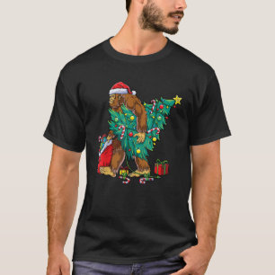 Bigfoot kerstboom lampjes Mannen Sasquatch T-shirt