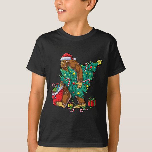 Bigfoot kerstboom lampjes met Mannen sasqua T-shirt (Voorkant)