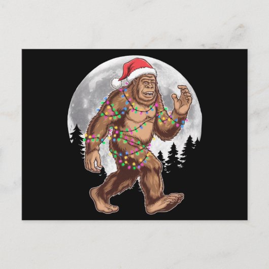 Bigfoot kerstboom lampjes paasquatch briefkaart (Voorkant)