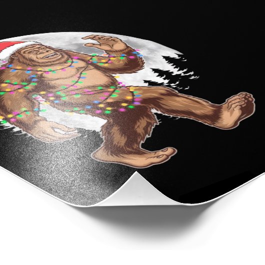 Bigfoot kerstboom lampjes paasquatch foto afdruk (Hoek)