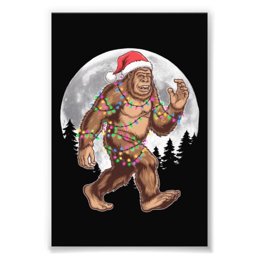 Bigfoot kerstboom lampjes paasquatch foto afdruk (Voorkant)