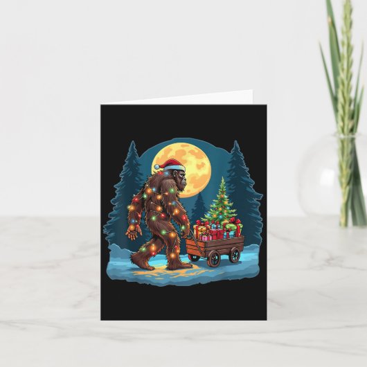 Bigfoot kerstboom lampjes paasquatch kaart (Voorkant)
