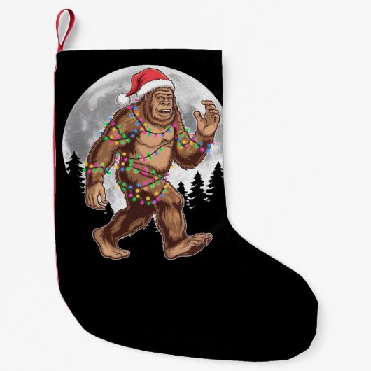 Bigfoot kerstboom lampjes paasquatch kleine kerstsok (Voorkant)