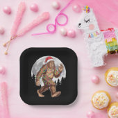 Bigfoot kerstboom lampjes paasquatch papieren bordje (Feest)