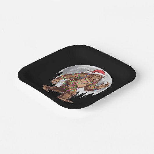 Bigfoot kerstboom lampjes paasquatch papieren bordje (Gebogen)